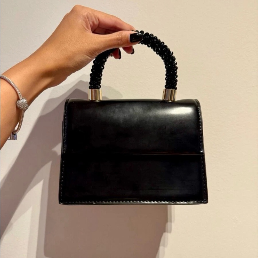 Zara Black Leather Beaded Mini bag
